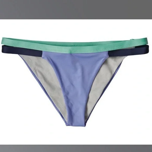 PATAGONIA WOMEN’S PURPLE NANOGRIP BANDED BIKINI BOTTOMS SIZE LARGE - Picture 3 of 8